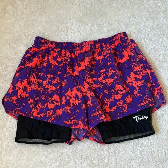 Vintage 90s Tinley neon running shorts, size L - Picture 2 of 8